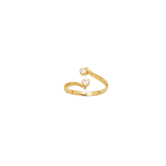 14K Yellow Gold CZ Bypass Toe Ring