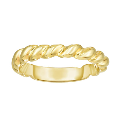 14kt Gold Twist Finish Polished Ring