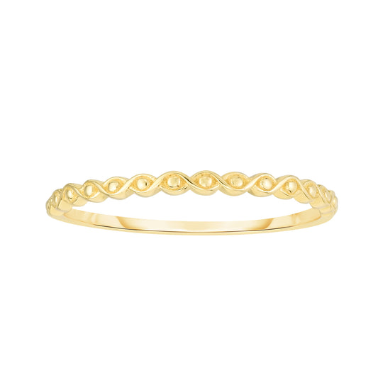 14K Yellow Gold Infinity Bead Stackable Ring