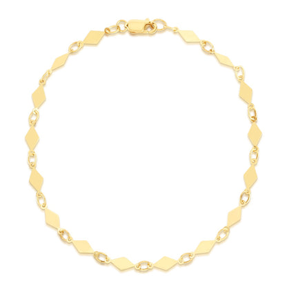 14K Gold Polished Diamond Shape Mirror Chain