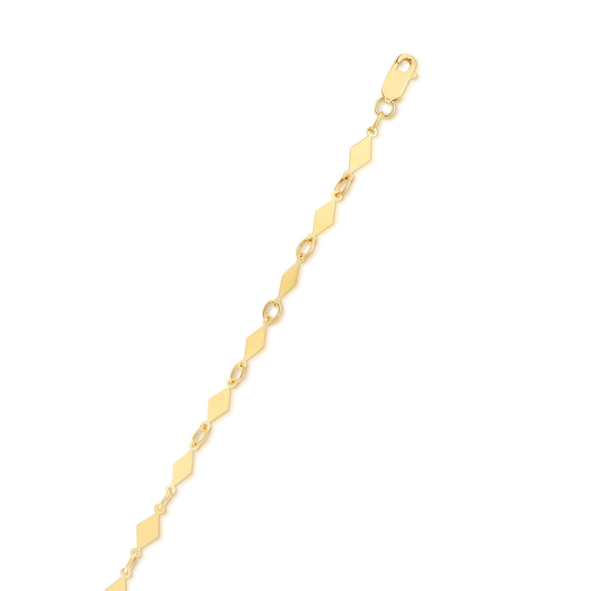 14K Gold Polished Diamond Shape Mirror Chain