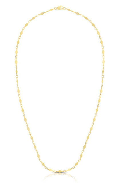 14K Gold Polished Diamond Shape Mirror Chain