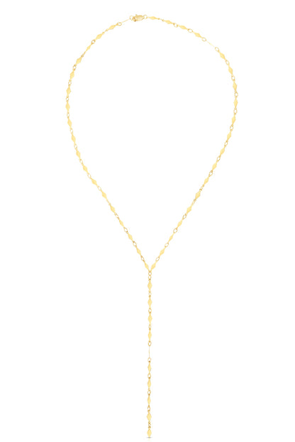 14K Gold Polished Diamond Shape Lariat Mirror Chain Necklace