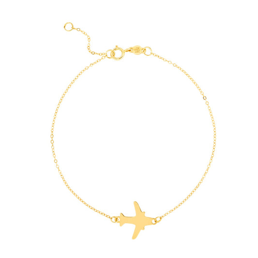 14K Gold Polished Airplane Chain Bracelet