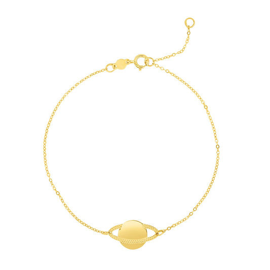 14K Gold Saturn Chain Bracelet