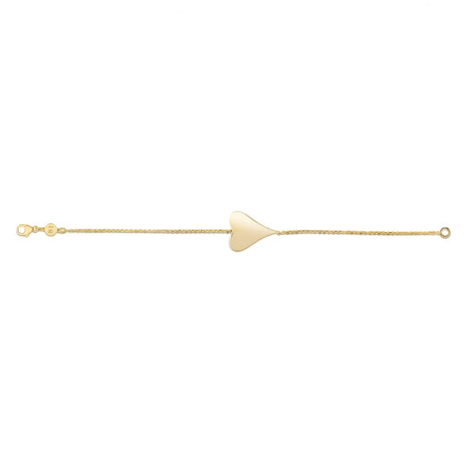 14K Gold Polished Engravable Elongated Heart Bracelet