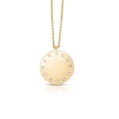 14K Gold Large Diamond Dial Necklace