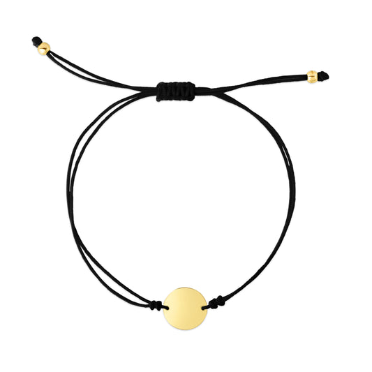 14K Gold Disc in Adjustable Cord Bracelet