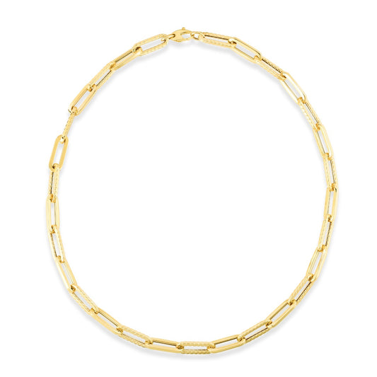 14K Gold Italian Cable Paperclip Link Chain Necklace with Lobster Clasp