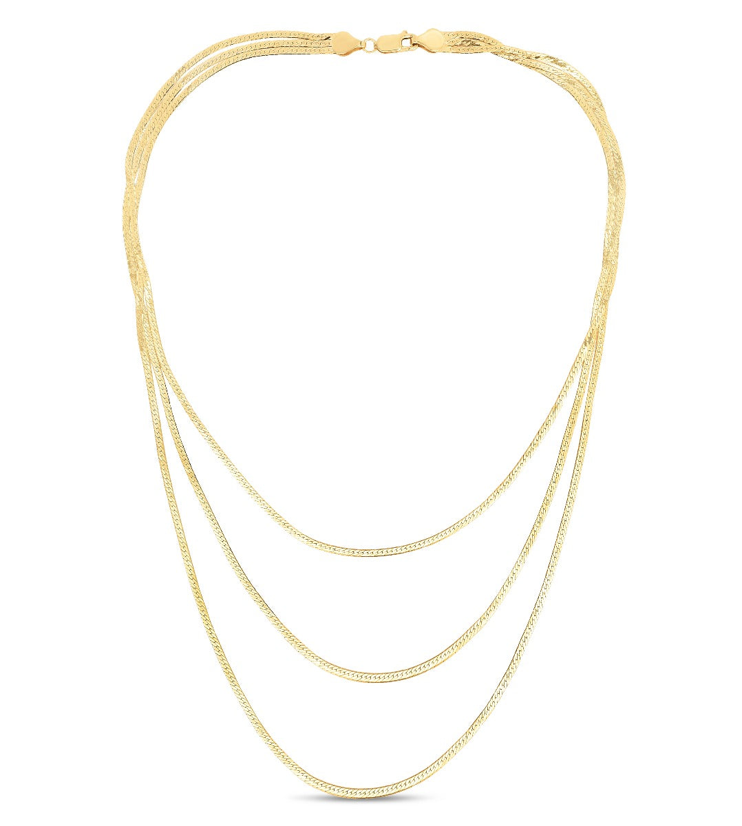 14K Multi-strand Herringbone Link Necklace