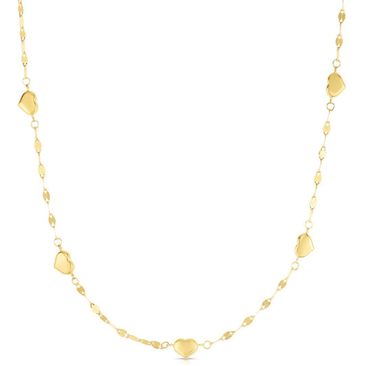 14K Heart Station Necklace