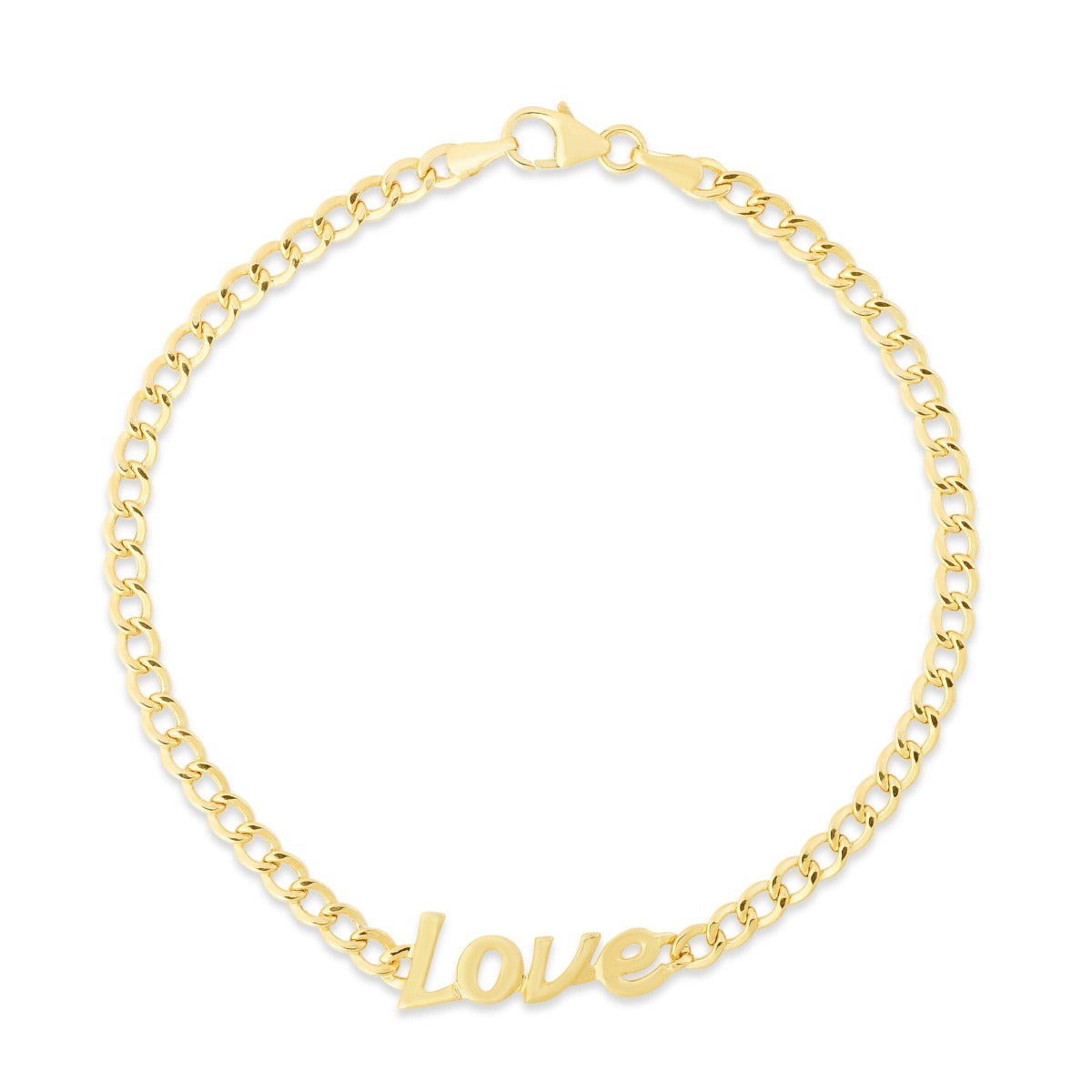 14K Gold Love Curb Bracelet