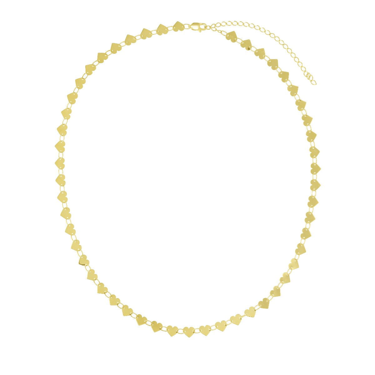 14K Gold Mirrored Heart Chain Strand Necklace