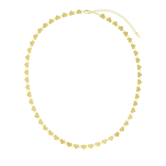 14K Gold Mirrored Heart Chain Strand Necklace