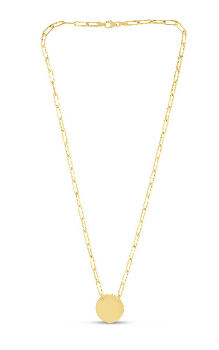 14K Gold High Polished Circle Necklace with Lobster Clasp