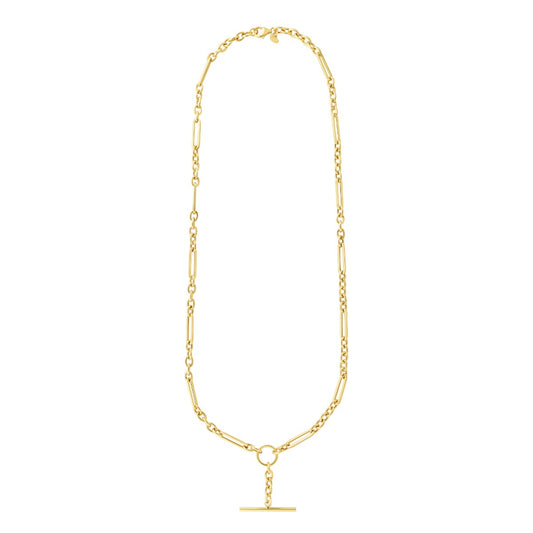 14K Gold Toggle Chain Link Necklace with Lobster Clasp