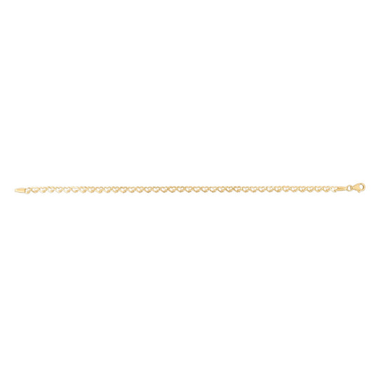 14K Gold Polished Heart Link Chain with Lobster Clasp.