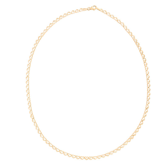 14K Gold Polished Heart Link Chain with Lobster Clasp