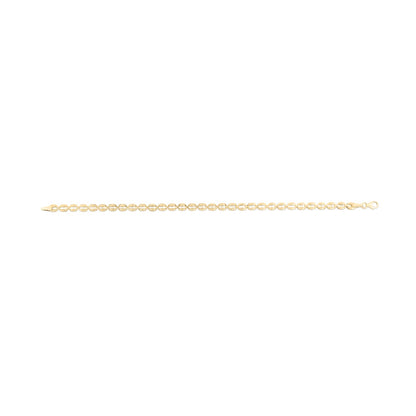 14K Gold Textured Puffed Oval Link Chain with Lobster Clasp.