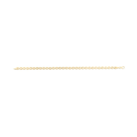 14K Gold Textured Puffed Oval Link Chain with Lobster Clasp.