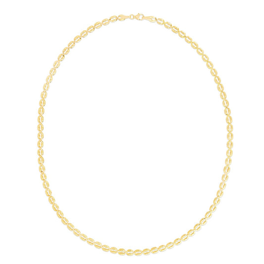 14K Gold Textured Puffed Oval Link Chain with Lobster Clasp