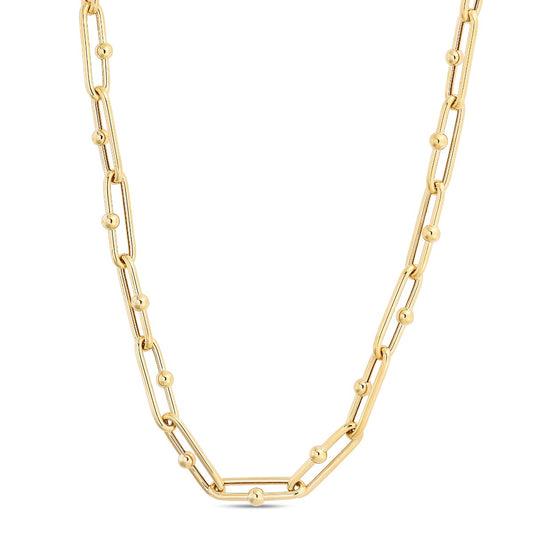 14K Gold Elongated Jax Link Chain with Lobster Clasp