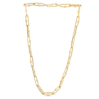 14K Gold Elongated Jax Link Chain with Lobster Clasp