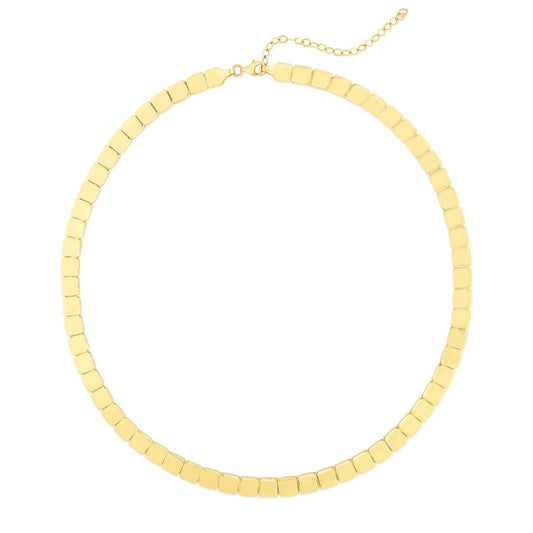 14K Gold Polished Square Link Chain with Lobster Clasp