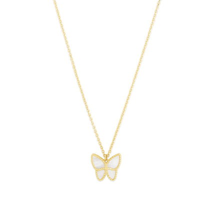 14K Gold Butterfly Pendant Charm Necklace with Lobster Clasp with Color Options