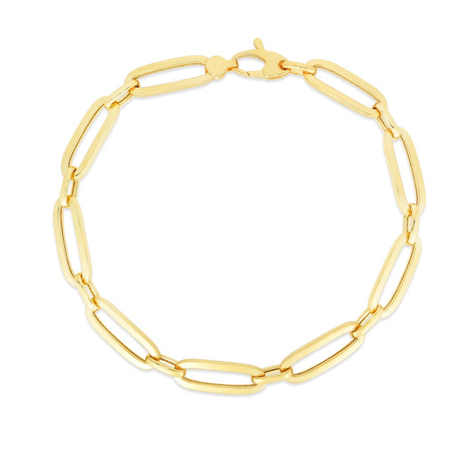 14K Gold Bombay Paperclip Bracelet with Lobster Clasp