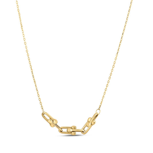 14K Gold Mini Jax Link Necklace with Lobster Clasp