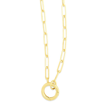 14K Gold Paperclip Necklace with Front-facing Invisible Clasp Element