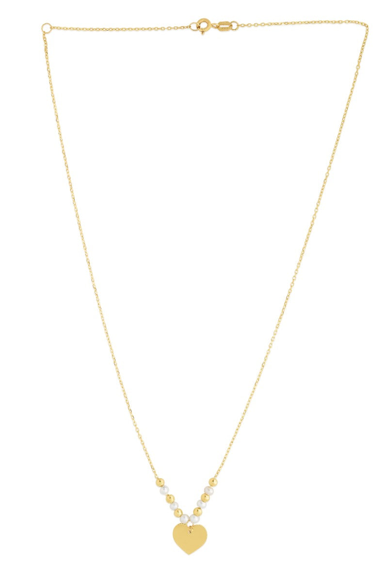 14K Gold Polished Heart Necklace with Spring Ring Clasp