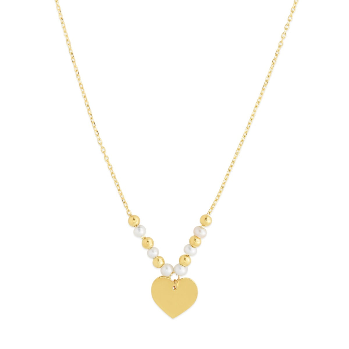 14K Gold Polished Heart Necklace with Spring Ring Clasp