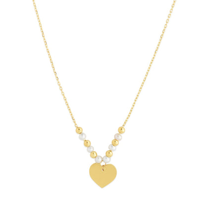 14K Gold Polished Heart Necklace with Spring Ring Clasp