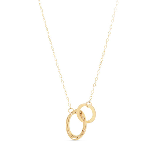 14K Gold Polished Linked Circles Necklace with Spring Ring Clasp