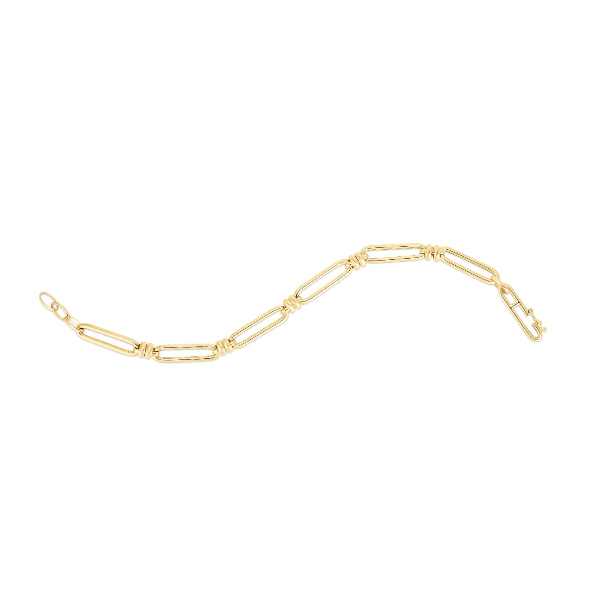 14K Gold Paperclip Double Bar Link Chain.