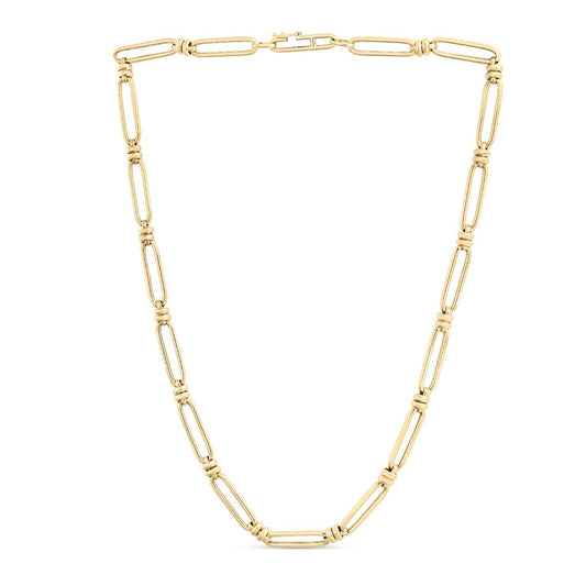 14K Gold Paperclip Double Bar Link Chain