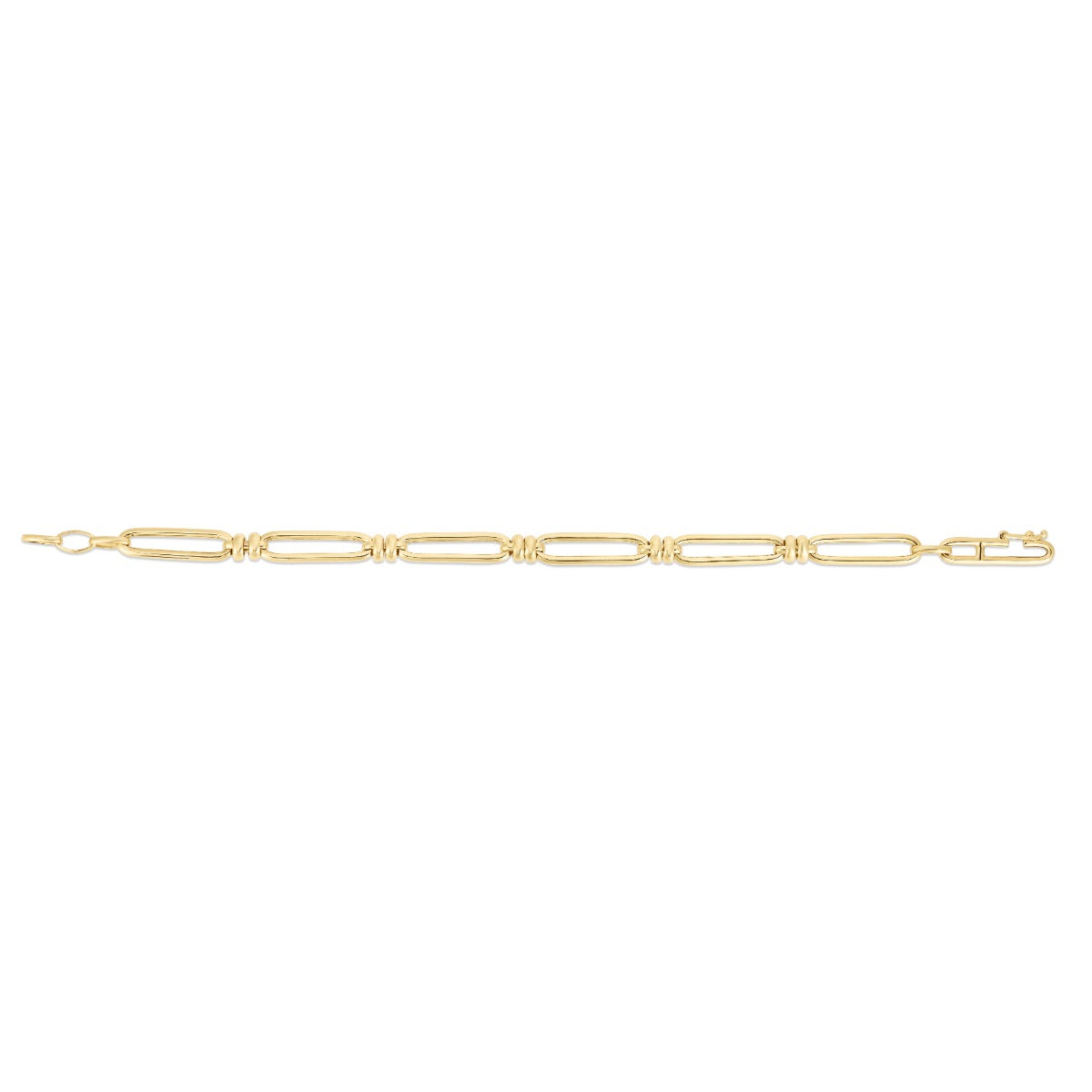 14K Gold Paperclip Double Bar Link Chain.