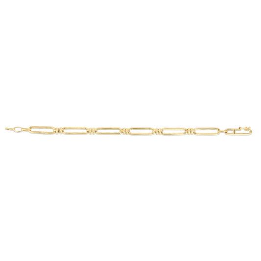 14K Gold Paperclip Double Bar Link Chain.