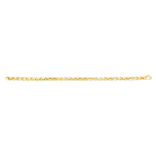 14K Gold Men's Fancy Box Chain Bracelet with Lobster Clasp.