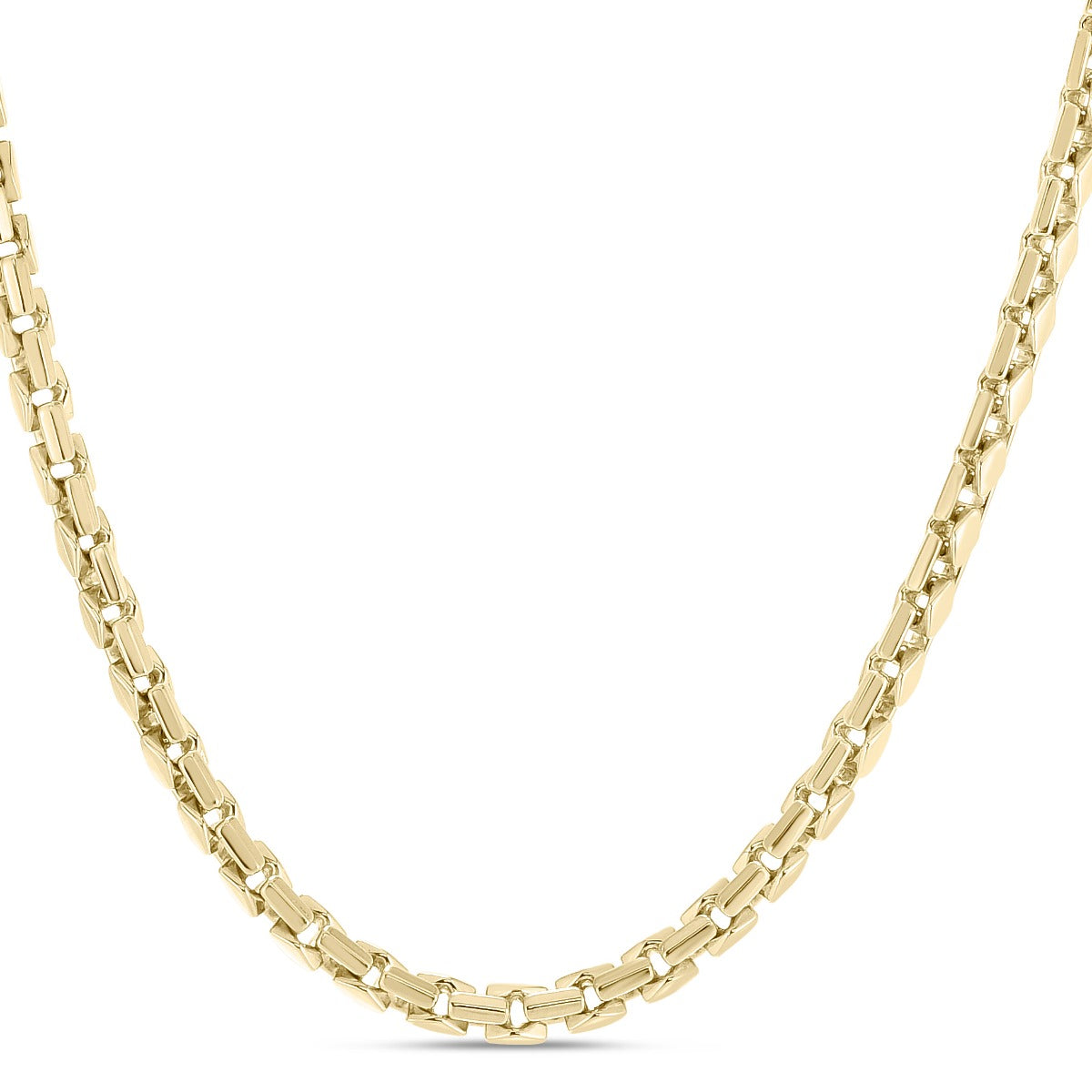 14K Gold Men's Fancy Box Chain Necklace with Lobster Clasp