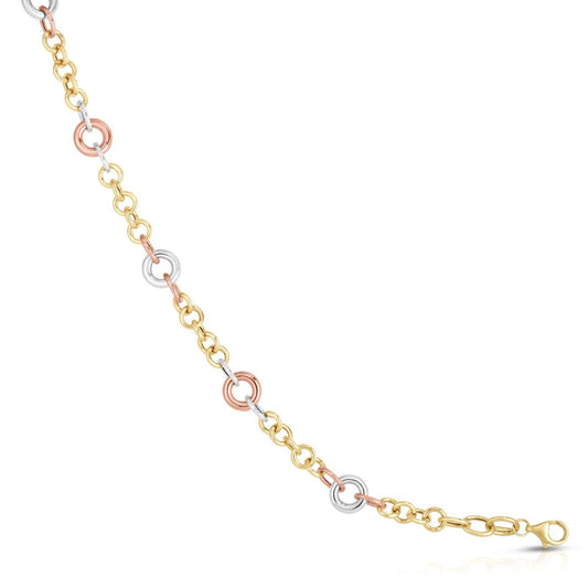 14K Tri-color Gold Round Heritage Link