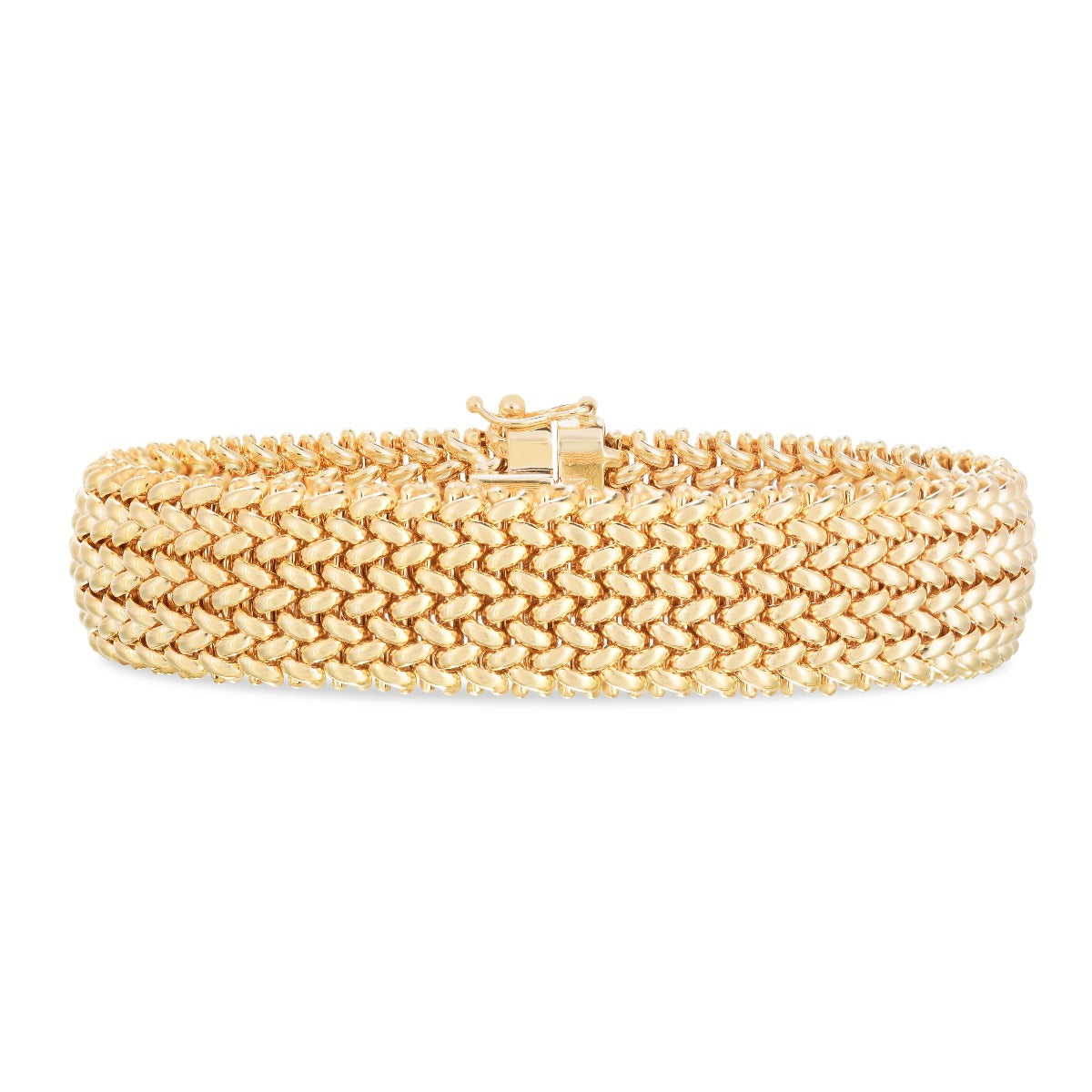 14K Gold Polished Thick Braided Bracelet with Box and Figure 8 Clasp