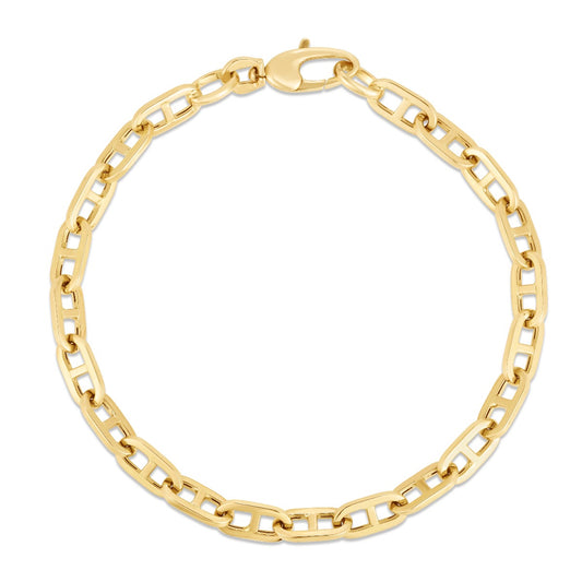 14K Gold Polished Mariner Chain with Lobster Clasp