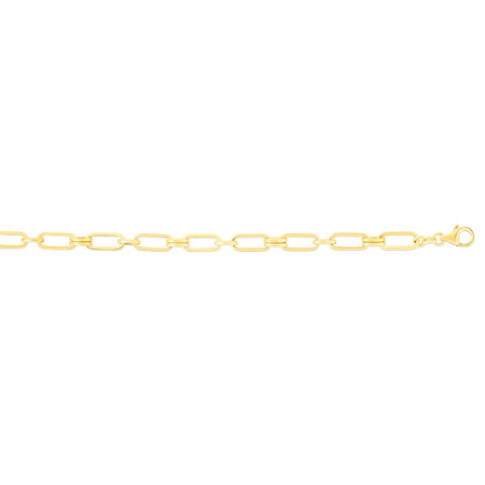 14K Gold Paperclip Rondel Link Chain with Lobster Clasp.