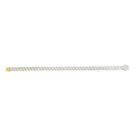 14K Gold White Pave Modern Lite Edge Chain with Box (Both Side Push) Clasp.