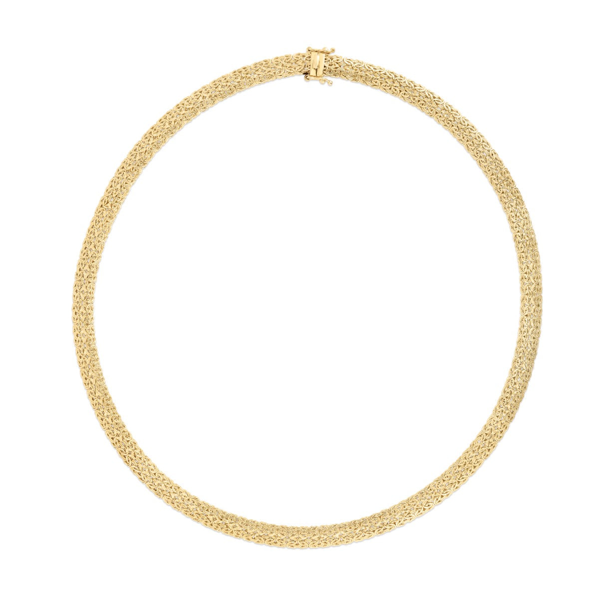14K Gold Byzantine Mesh Chain Necklace with Box Clasp