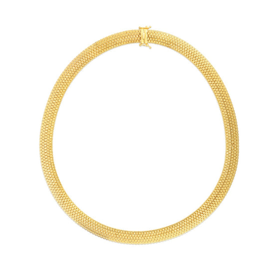 14K Gold Mesh Woven Chain Necklace with Box Clasp