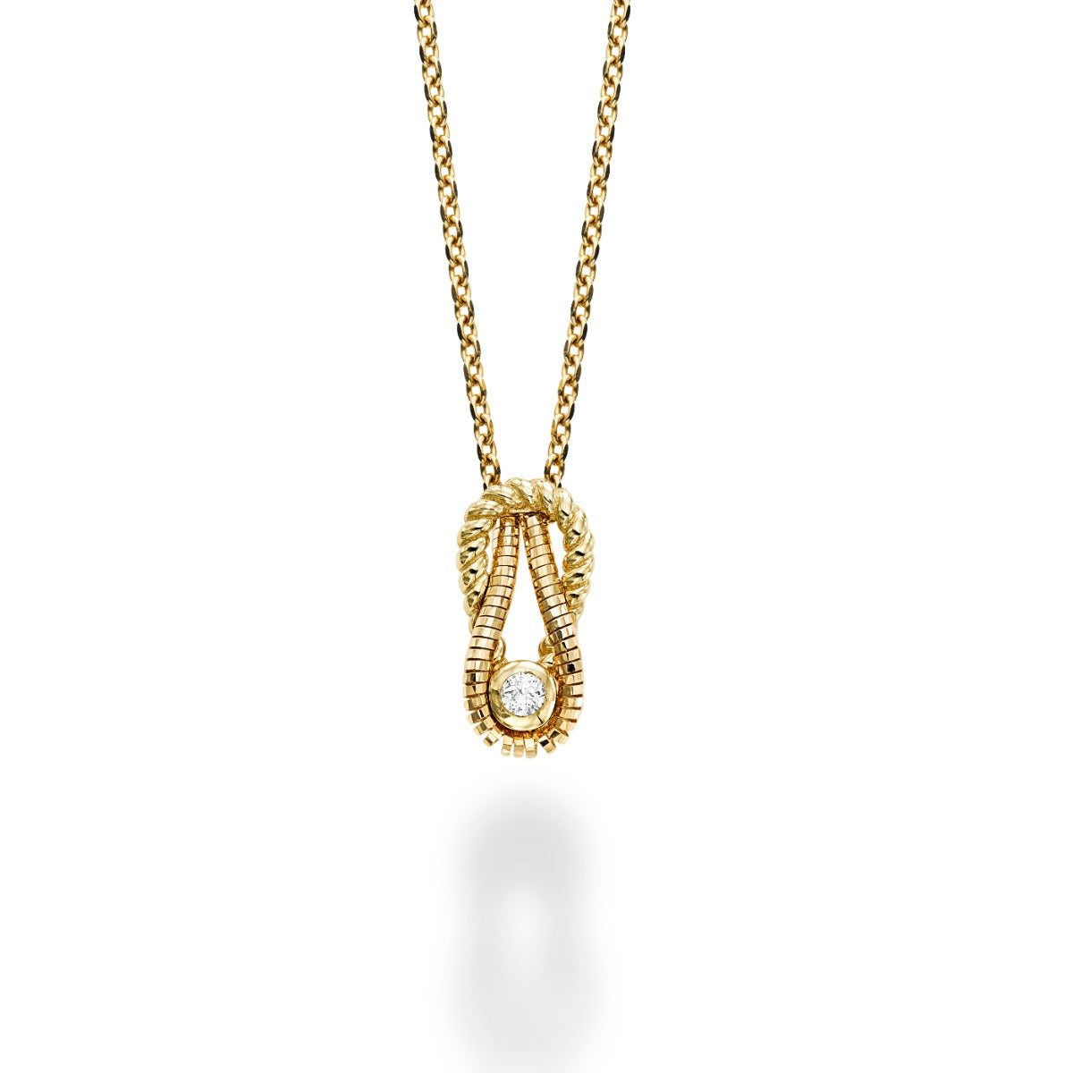 14K Gold with White Diamond Fancy Pendant Charm Necklace with Lobster Clasp
